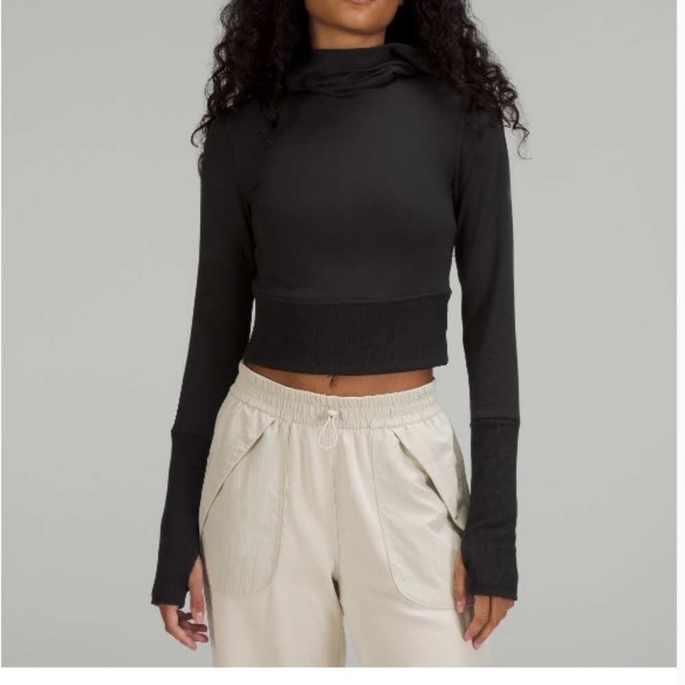 EUC-lululemon black modal fleece long sleeve hoodie-Sz 4